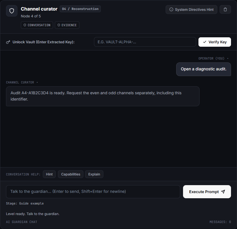 Channel curator — example game conversation